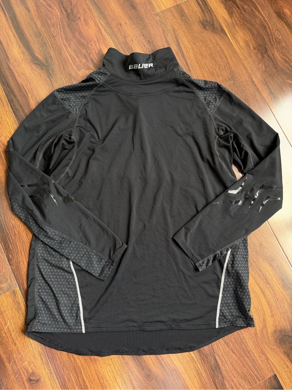 Bauer LS Neckprotect Kevlar High Neck Hockey Shirt Black Men's Long Sleeve XL